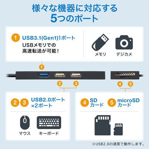 5個セット サンワサプライ USB3.1 2.0コンボハブ カードリーダー付き ブラック USB-3HC316BKNX5 WWW_OPDRERGINERDOGAN_COM