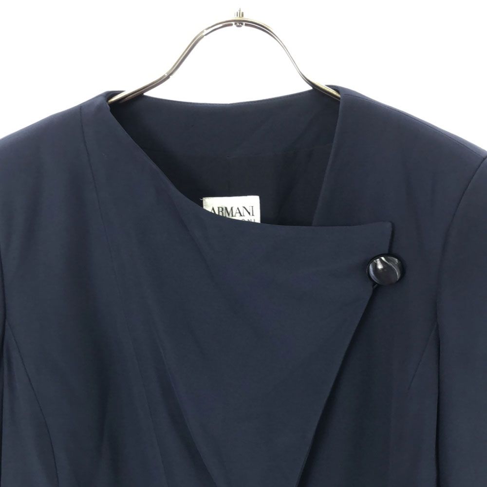 アルマーニコレツィオー二 イタリア製 ノーカラージャケット 38 ネイビー ARMANI COLLEZIONI レディース アルマーニコレツィオー二 イタリア製 ノーカラージャケット 38