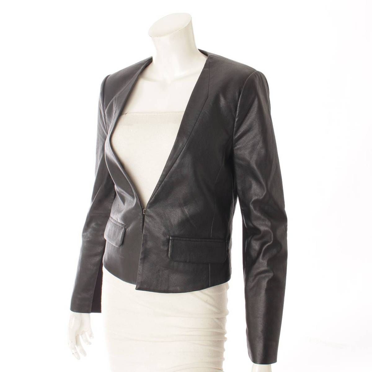 【ビーシービージーマックスアズリア】BCBG MAXAZRIA　ショート丈 レザージャケット ブラック 【中古】【鑑定済・正規品保証】110784