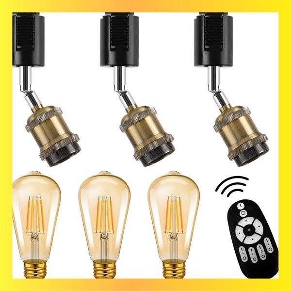 送料無料Size:調光調色電球付き LVWIT ダクトレールライト E26口金 LED電球付き 調光調色 消費電力6W 遠隔操作 エジソン電球 ライティングレール 天井照明 角度調節可能 昼光色 昼白色 電球色 常