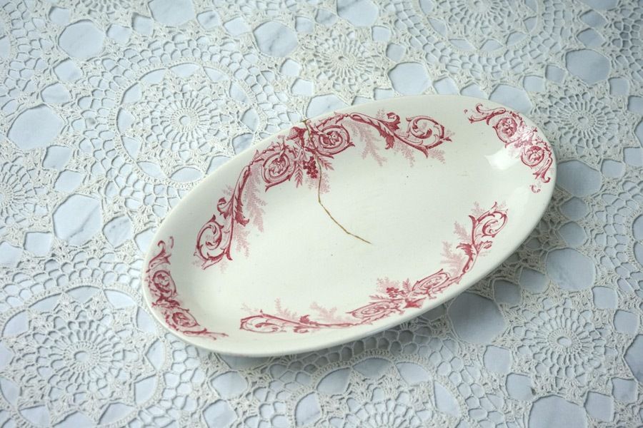 美品❤️ディゴワン＆サルグミンヌ 花リム 大皿 34㎝ フランスアンティーク食器 Amazon.co.jp: ディゴワン＆サルグミンヌ 花リム 大皿 34㎝ フランス