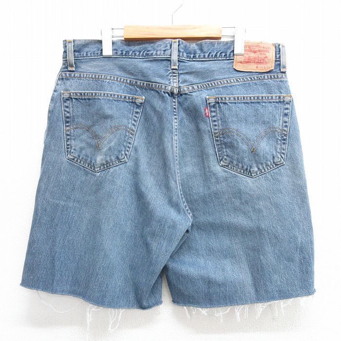 W36★古着 リーバイス Levis 560 ショート パンツ ショーツ メンズ 90年代 90s ヒゲ コットン USA製 薄紺 ネイビー デニム  24apr15 中古 ボトムス 短パン ショーパン ハーフ Levi\u0027s 560W36×L32 00s Denim Jeans リーバイス 560 ブルーデニム