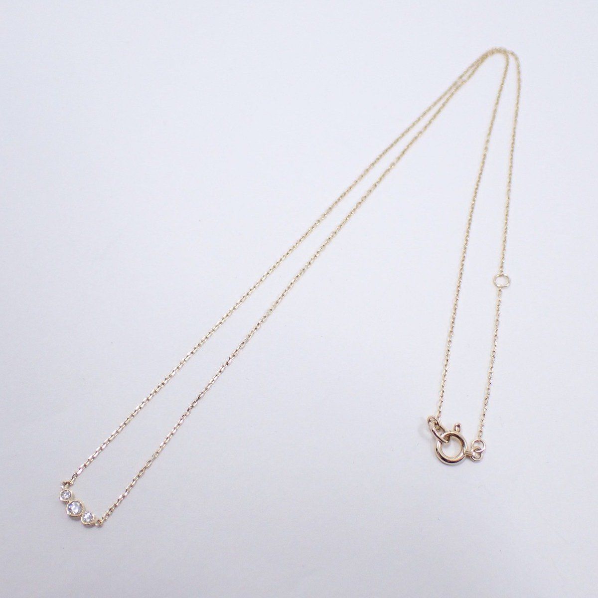 COCOSHNIK K10YG スマイルライン ネックレス COCOSHNIK ココシュニック ライン ネックレス K10/ダイヤモンド