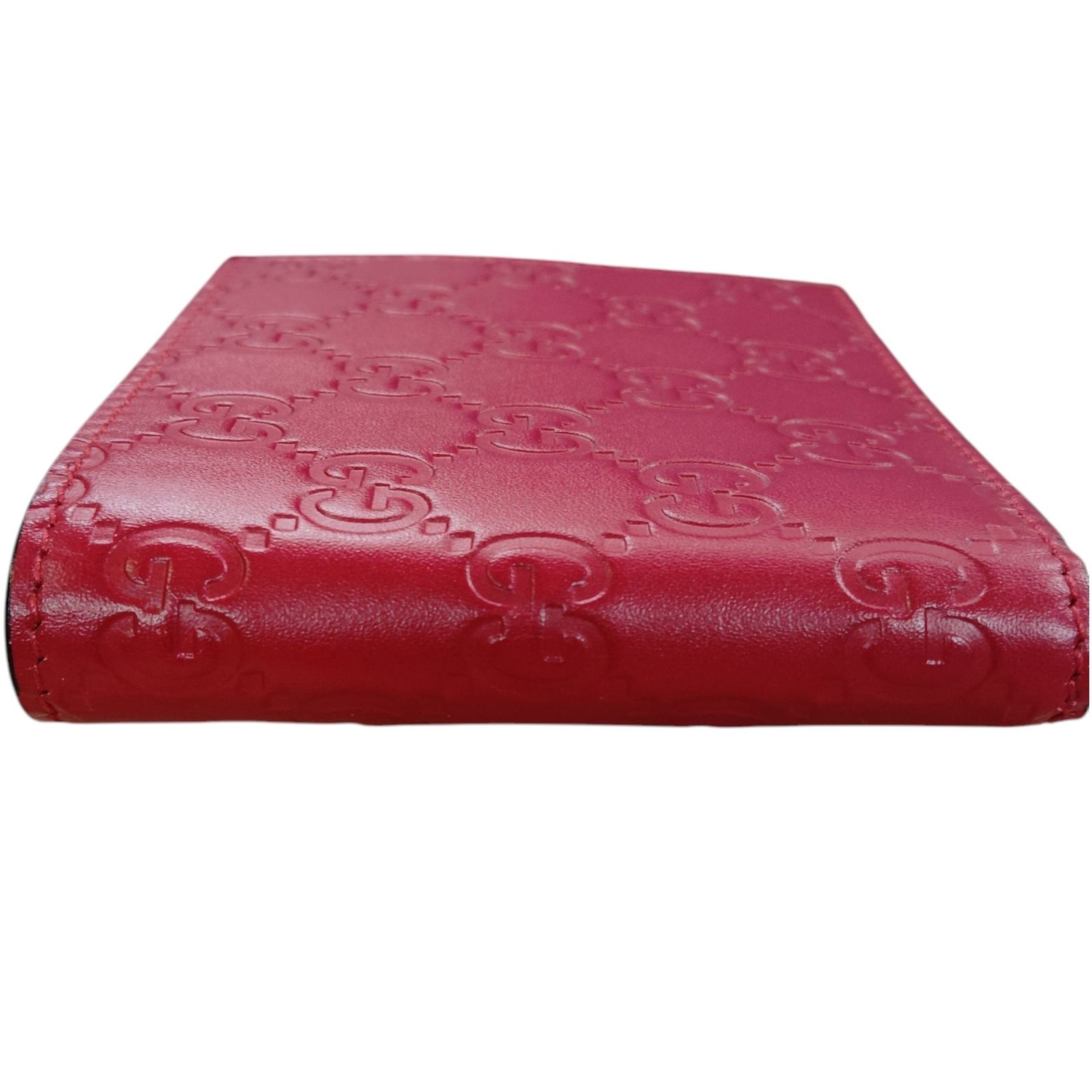 中古品】 GUCCI グッチ グッチシマ レッド 2つ折財布 レディース 財布