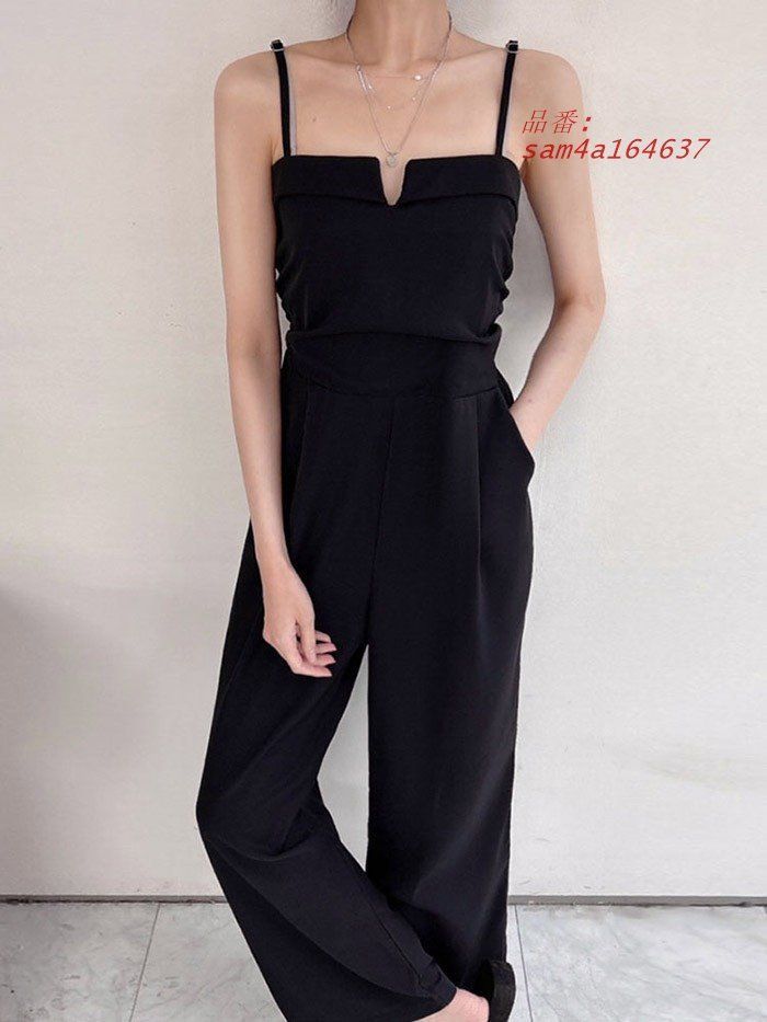 ジャンプスーツ オールインワン バックジッパー キャミソール パンツドレス ロングパンツ ハイウェスト カジュアル 旅行 オフィス デート パーティー 普段使い am4a164637