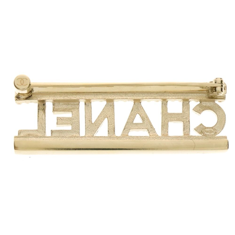 CHANEL シャネル ココマーク ロゴ ラインストーンブローチ ゴールド F23A