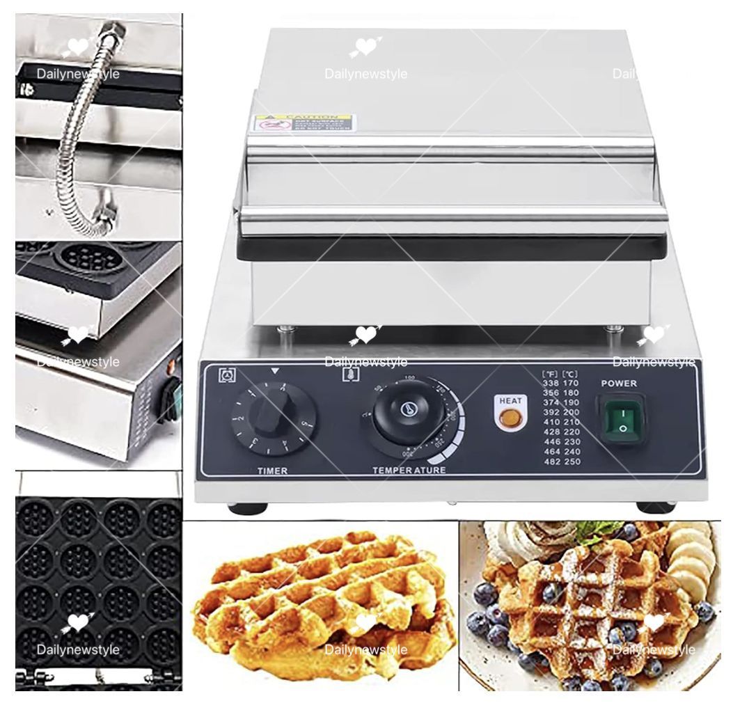 人気推薦◆業務用丸型ワッフルメーカー 16個ノンスティック電気ワッフルメーカー ステンレススチール 温度と時間制御 ハート型のベルギーワッフルメーカー レストラン スナックバー WWW_KANDAIZUMI_COM
