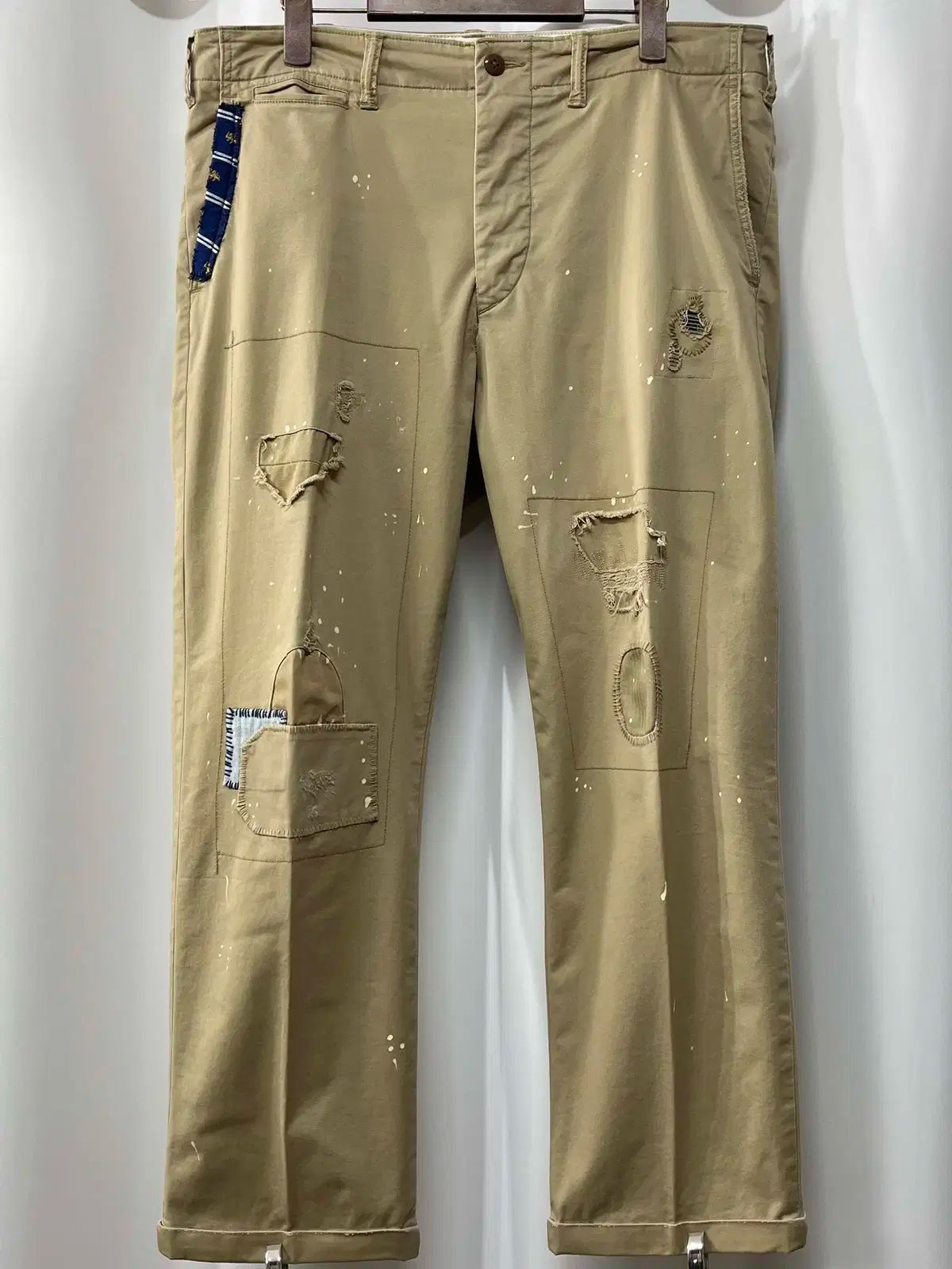 ポロラルフローレン ディストレスト hbt リペア カーキ チノパンツ