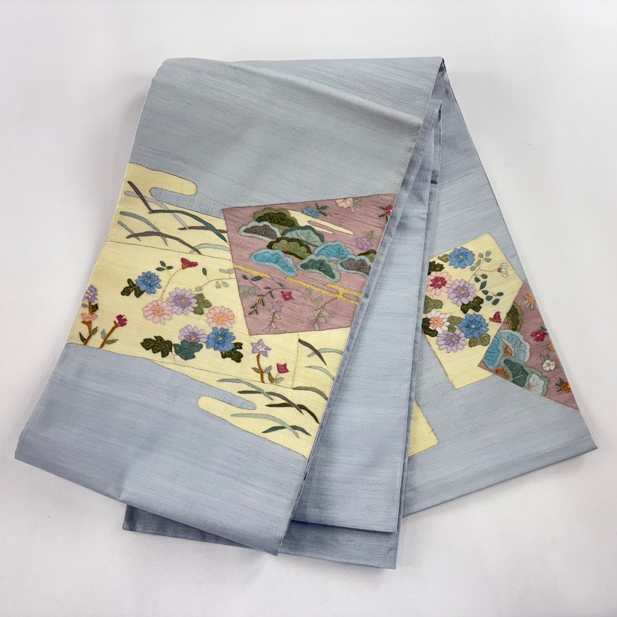 ブランド一覧 | ワールド オンラインストア 袋帯 美品 名品 夏帯 魚 水草 箔 灰色 お太鼓柄 正絹 中古（魚 着物・浴衣