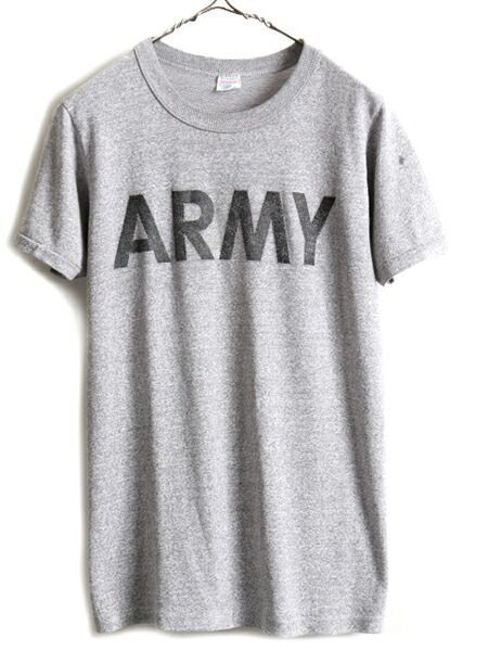 80s USA製 □ チャンピオン ARMY プリント 半袖 Tシャツ ( メン