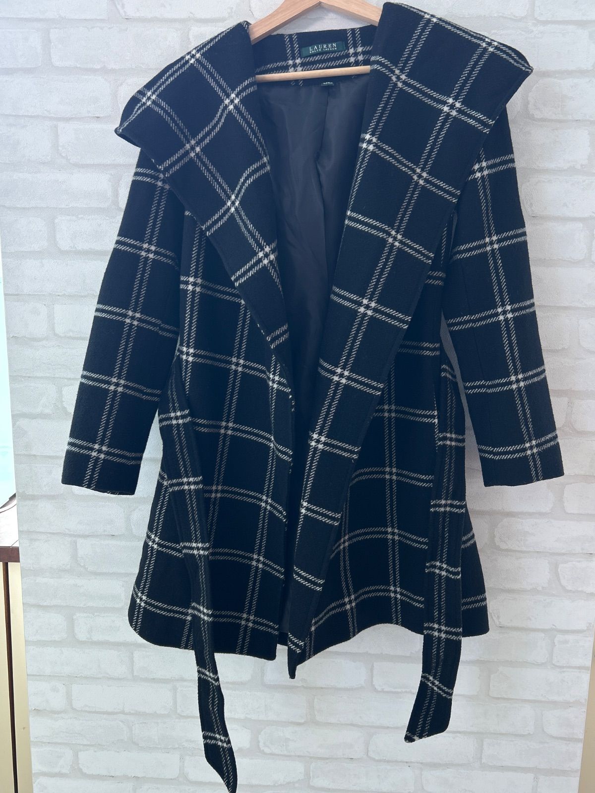 現行 ポロラルフローレン ショールカラー フランネル ジャケット コート XS ☆RALPH LAUREN ラルフローレン ショールカラーコート チェック