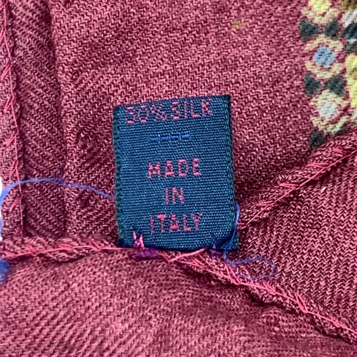 ETRO エトロ 大判ストール ボルドー ペイズリー柄 総柄 シルク