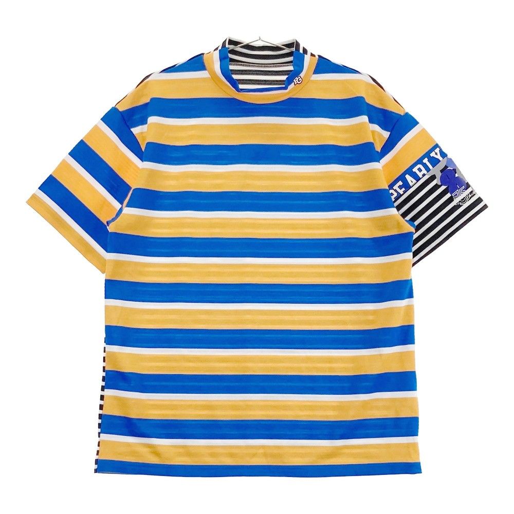 サイズ 4 PEARLY GATES パーリーゲイツ 2025年モデル 切替 ハイネック 半袖Tシャツ ボーダー柄 オレンジ系 240101390488 ゴルフウェア メンズ ストスト