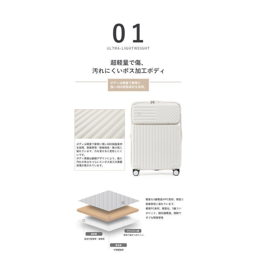 スーツケースSサイズ機内持ち込みカップホルダー充電USBポートフック搭載キャリーケースキャリーバッグビジネス旅行出張前開きフロントオープン