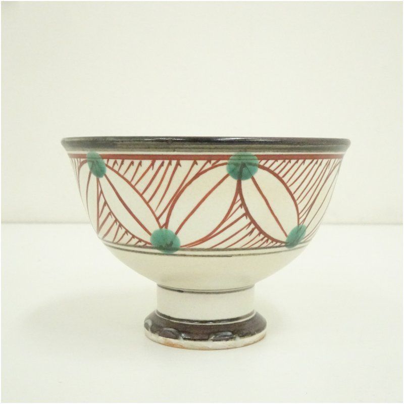 清水焼・京焼 切子に赤絵馬上杯（酒盃）