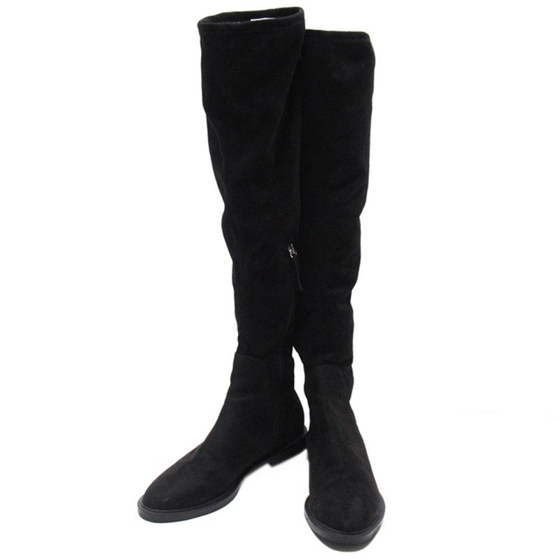ZARA ブラック ニーハイブーツ 37.5 Zara Special Edition Black Thigh High Lace Up Goth Alt Zip