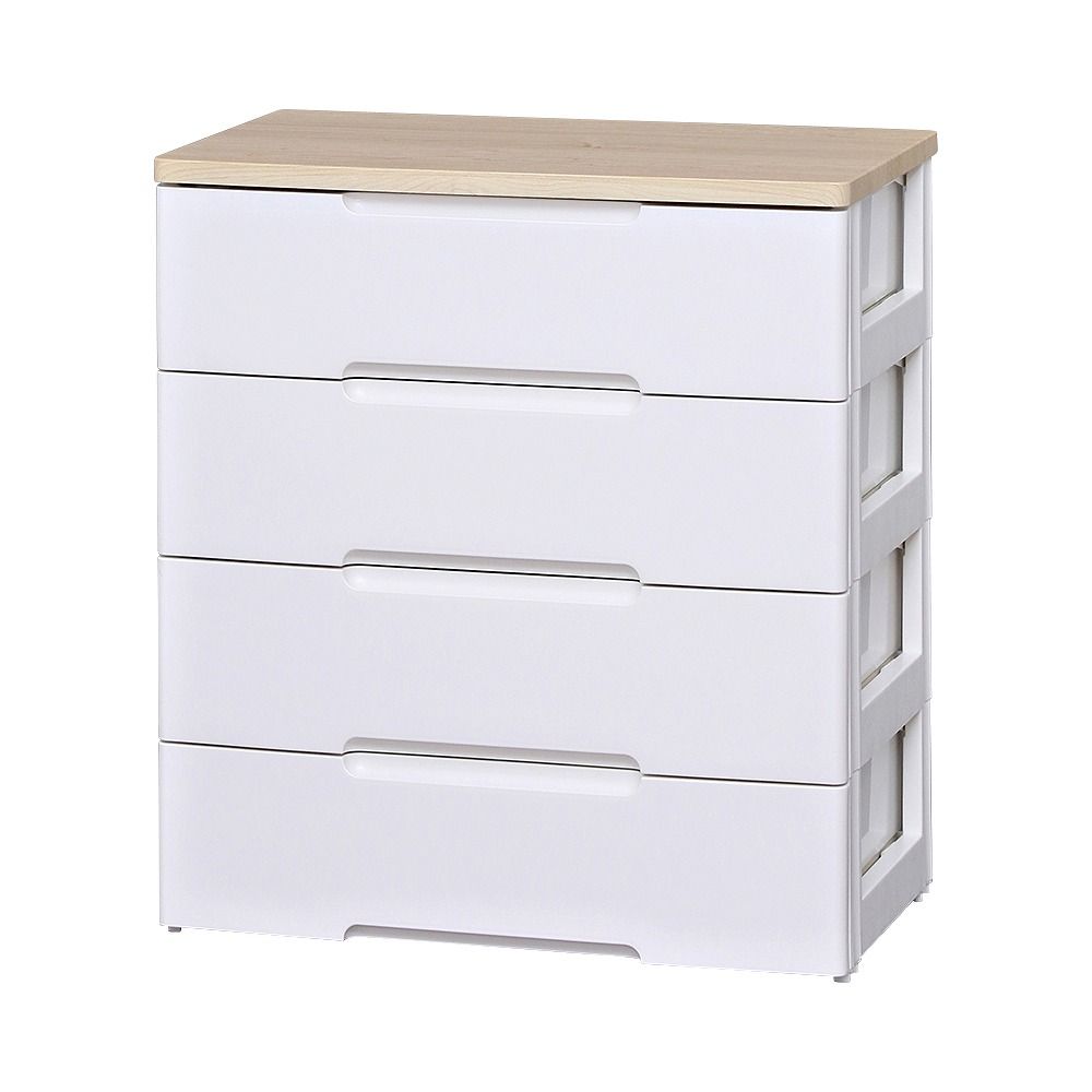 アイリスオーヤマ チェスト ラクラク引出し 木天板 4段 幅73×奥行41.5×高さ81cm HG-724 IRIS OHYAMA