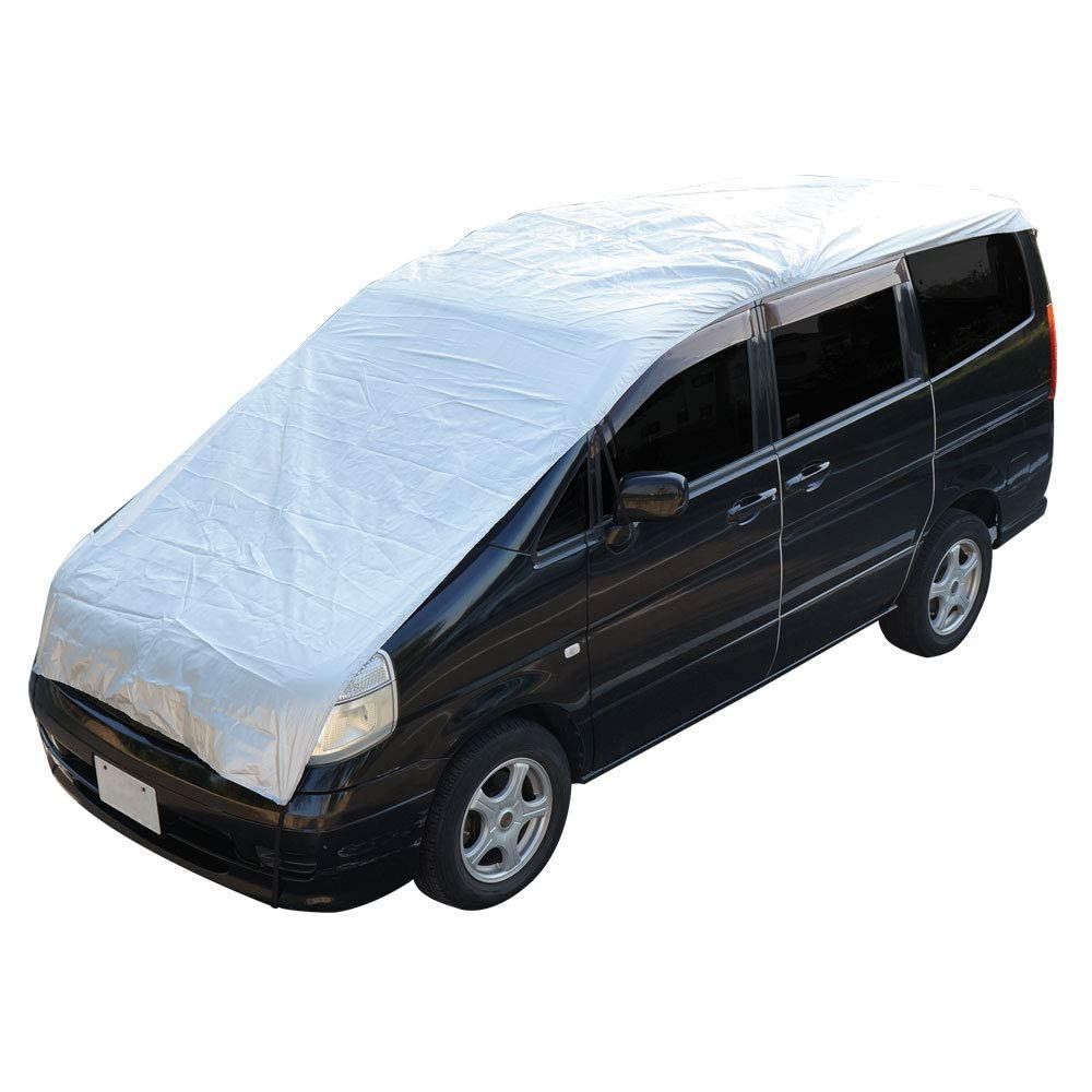 新品　鳥の糞 車中泊 火山灰 日除け 凍結防止 1年中使える ハーフタイプ簡単装着 フロントガラスカバー (L) ハーフボディーカバー
