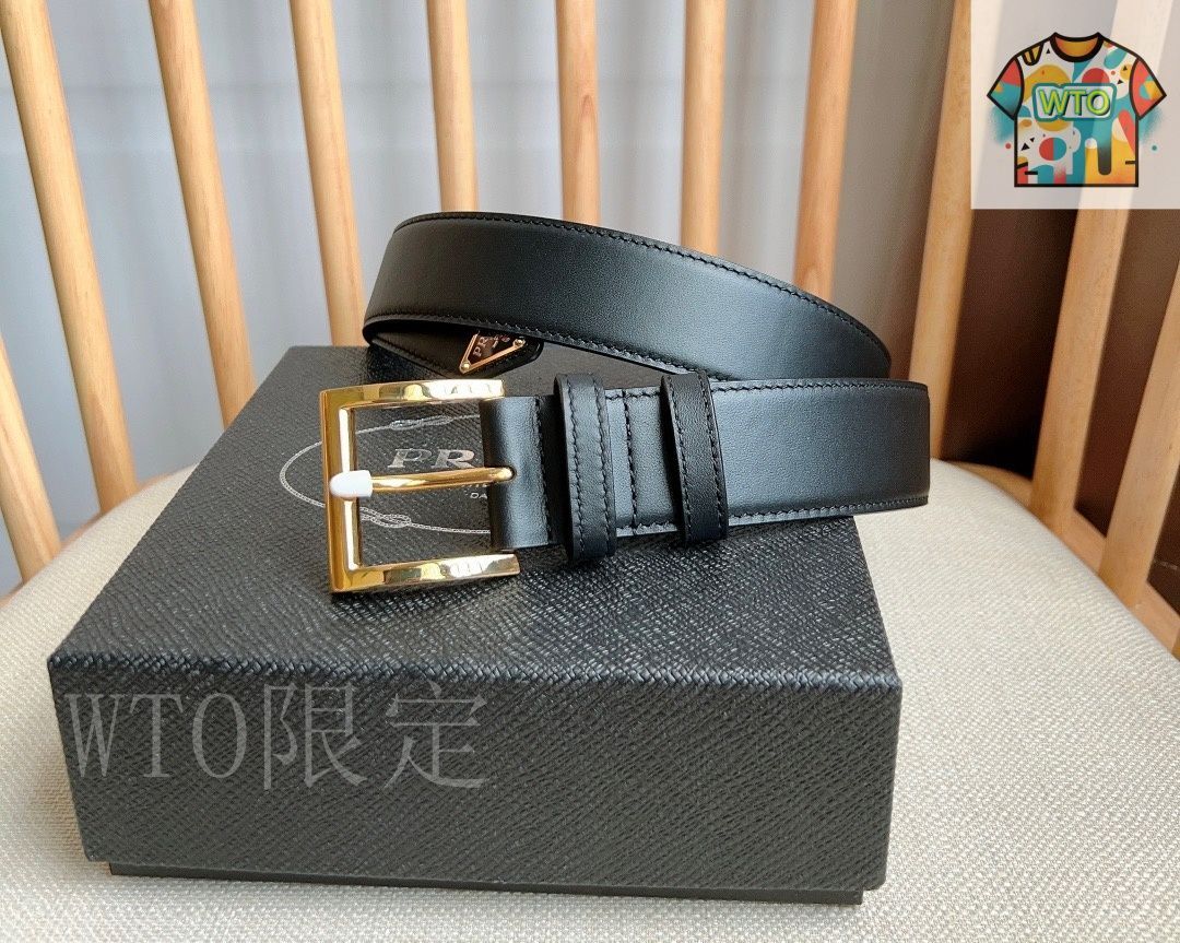 今日WTO】PRADA トライアングルロゴ ユニセックスベルト-1-PZ15