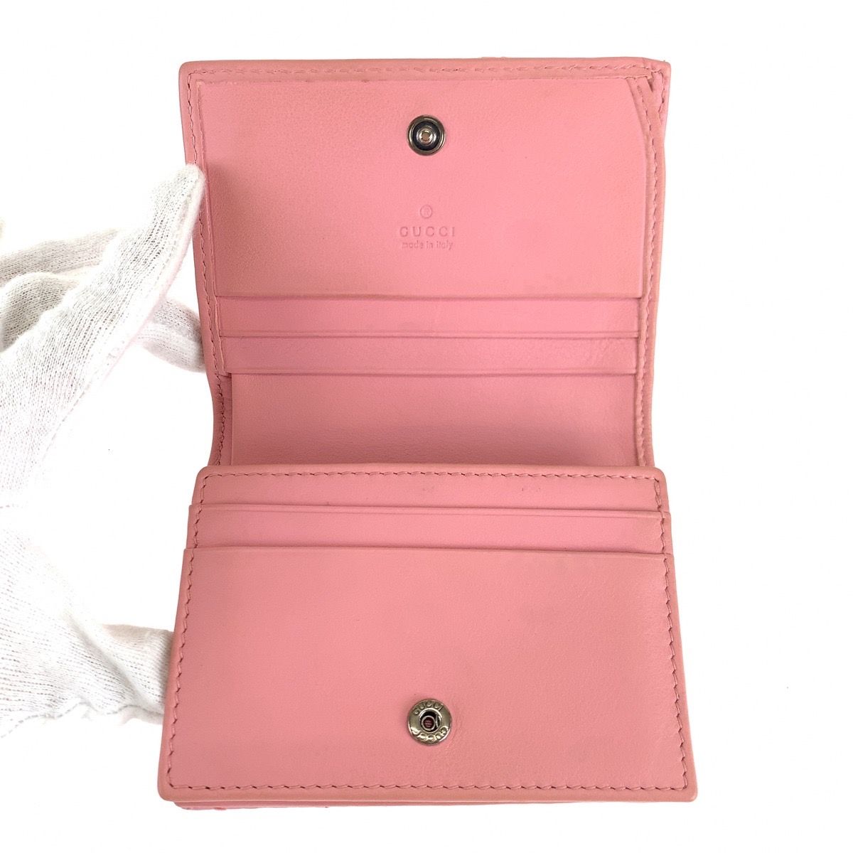 美品 GUCCI グッチ GGマーモント ピンク シルバー金具 パイソン 466492 
