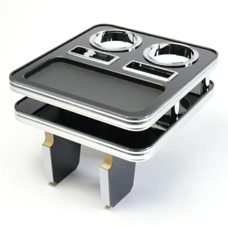 メーカー直送 セレナ C27 フロント用 ピアノブラック スリーピース オリジナル 自動車用 センターテーブル ドリンクホルダー 付き コースター付属 ThreePiece!エンブレム付属 フロント テーブル