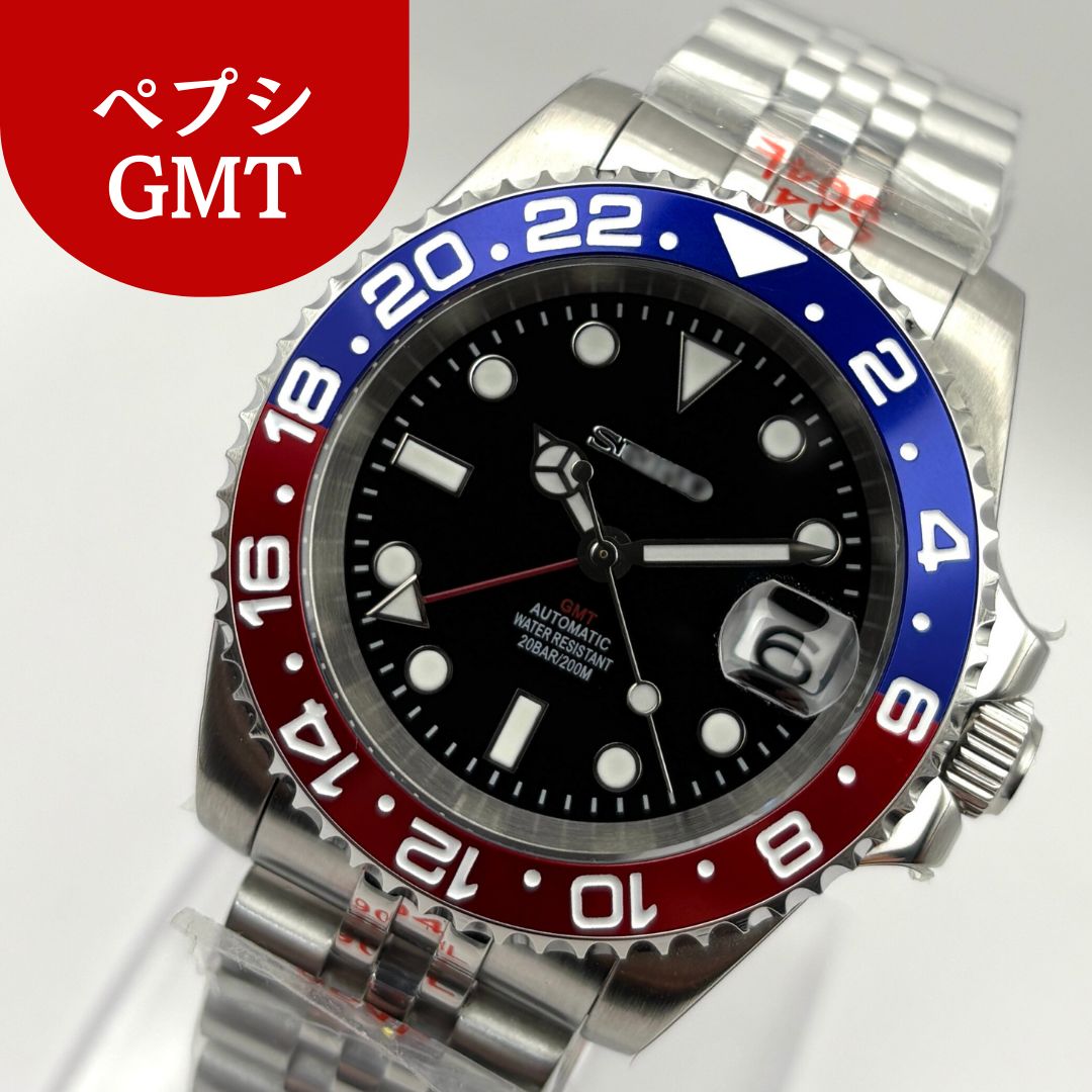 新品】 GMTマスター2 オマージュ MOD カスタム GMT 赤 青❤️Wi