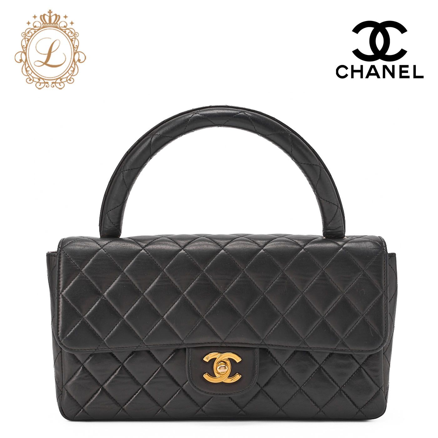 CHANEL シャネル ハンドバッグ マトラッセ ココハンドル 親子 ラムスキン 黒 ゴールド金具 レディースバッグ ブランド