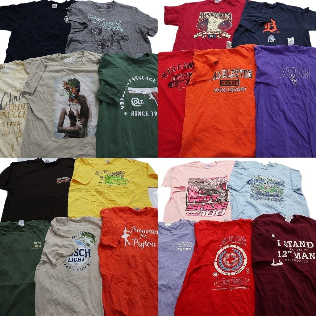 古着卸 mix プリント 半袖Tシャツ 20枚セット メンズ XL レーシング チームロゴ 英文字プリント 古着 NA1767