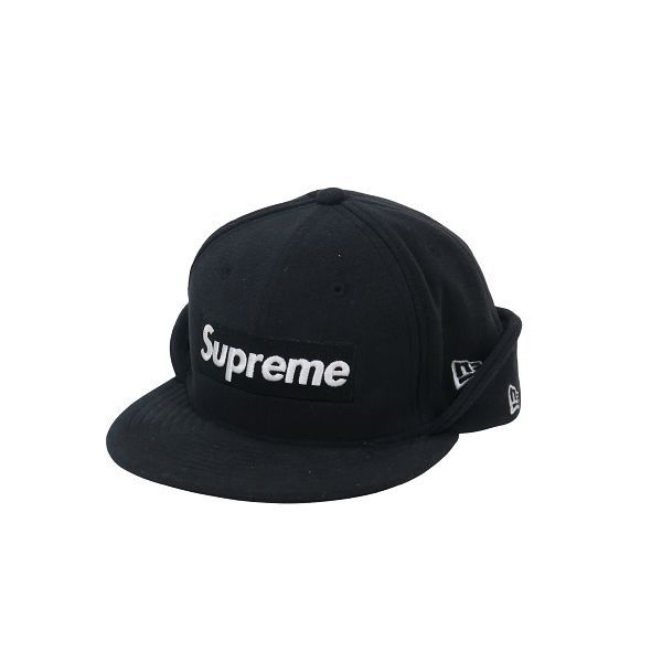 SUPREME シュプリーム 17AW POLARTEC BOX LOGO EAR FLAP NEW ERA CAP ポーラテック ボックスロゴ イヤー フラップ ニューエラ キャップ ブラック 帽子 サイズ7 1|2 59.6 octz