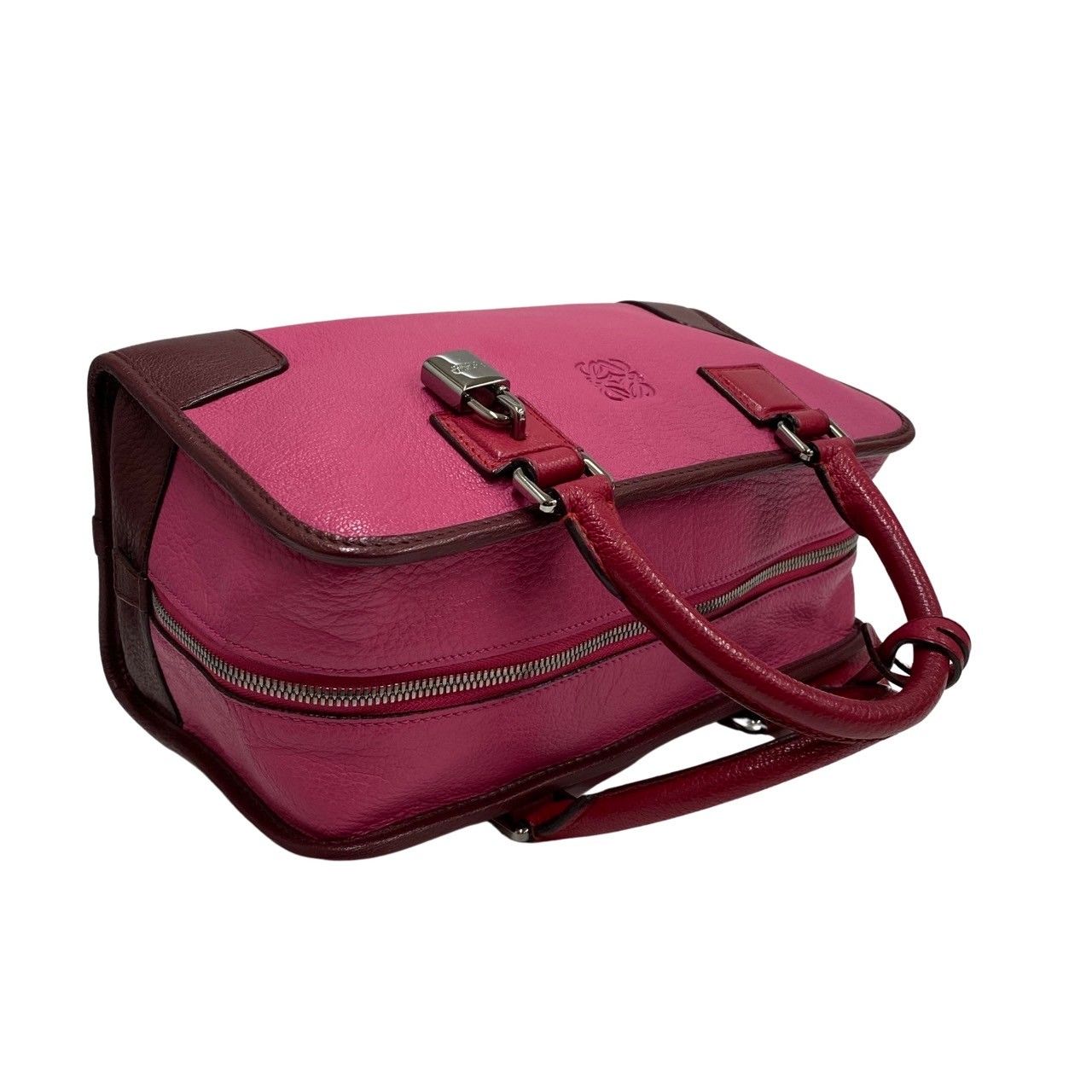 極 美品 鍵付き LOEWE ロエベ アマソナ 28 アナグラム ロゴ レザー 本 