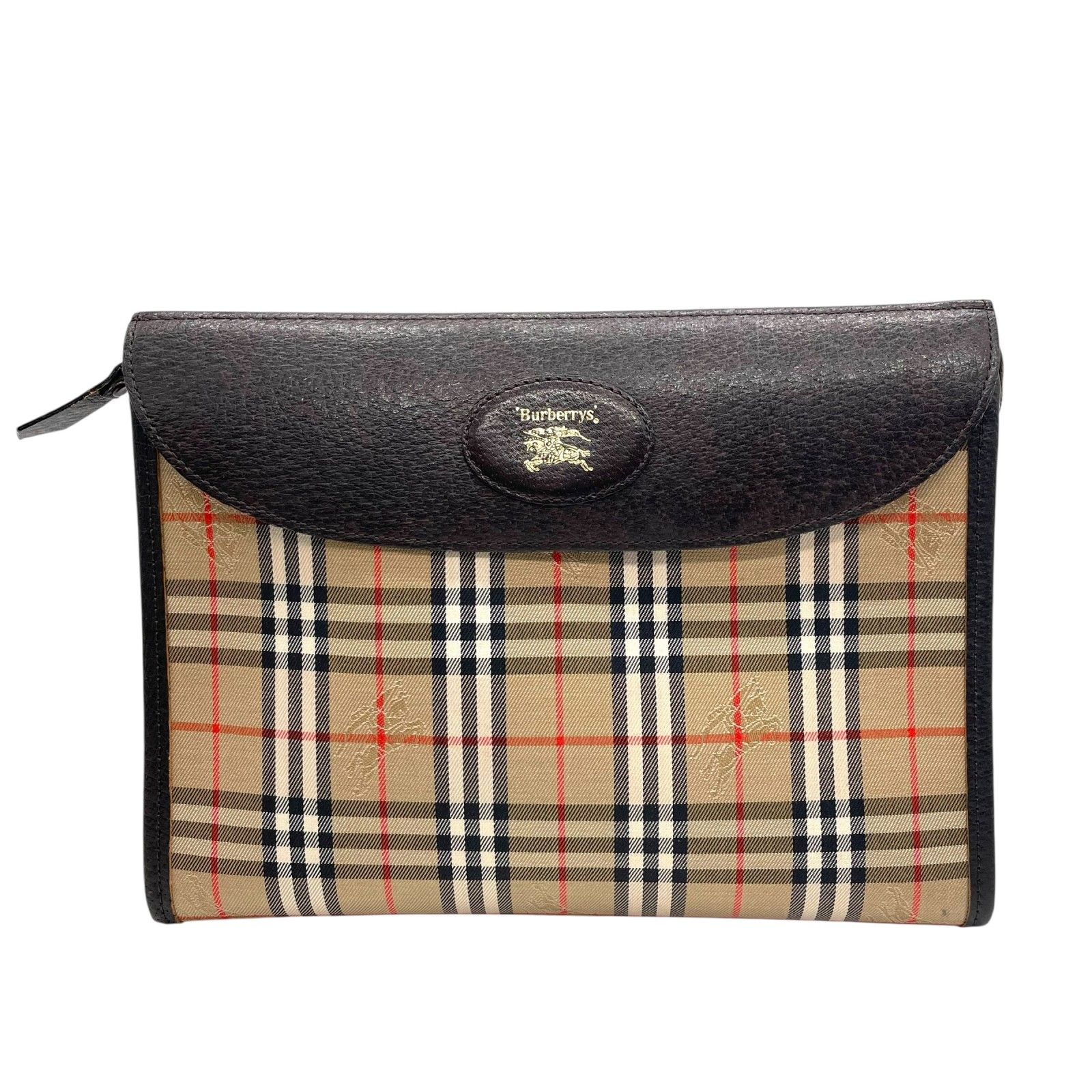 BURBERRY ホースビット クラッチバッグ ノバチェック シャドーホース BURBERRY ホースビット クラッチバッグ ノバチェック シャドーホース