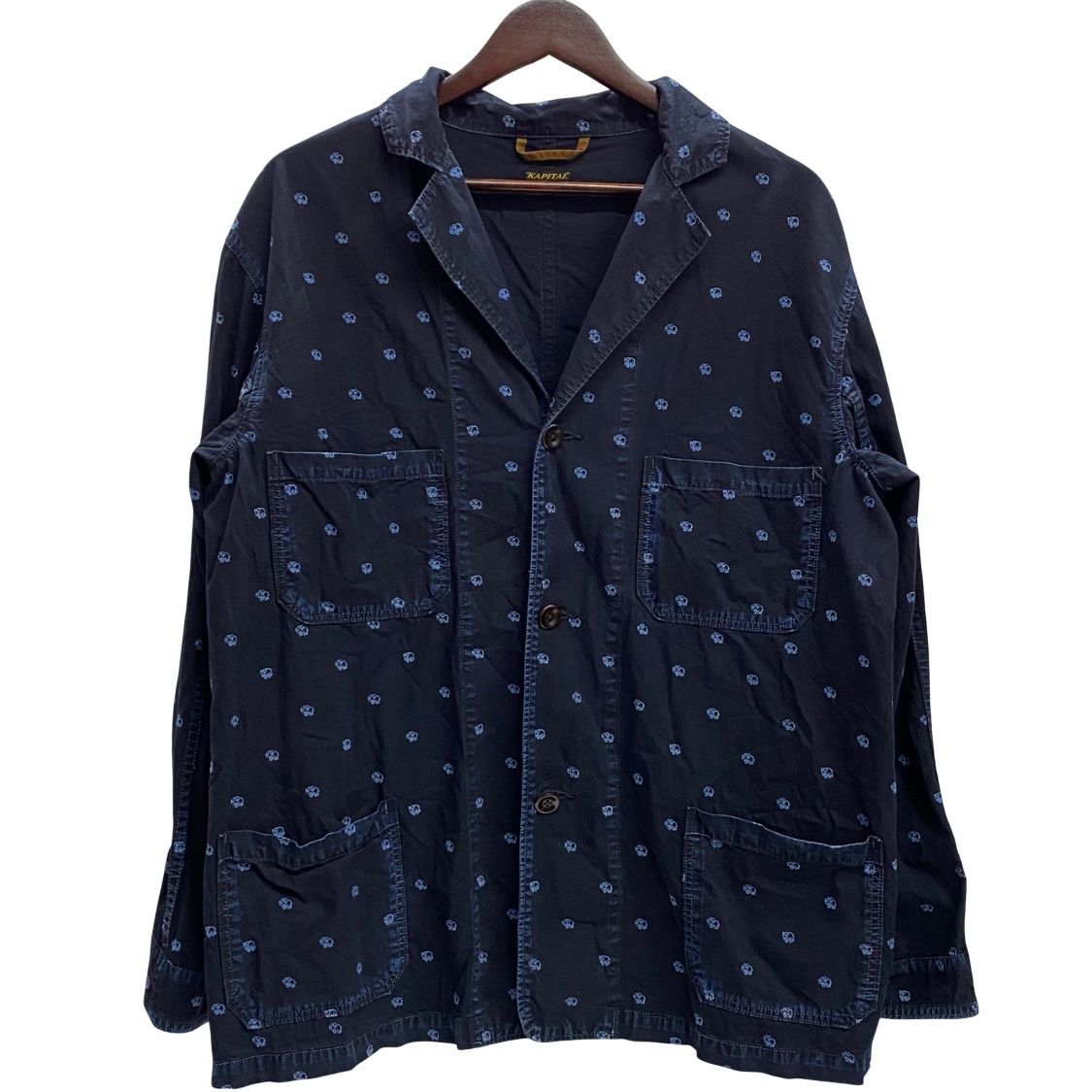【超希少】キャピタル 総刺子 ピーコート 道着 ジャケット XL 大きいサイズ キャピタル KAPITAL 3B 総柄 コットンジャケット ジャケット