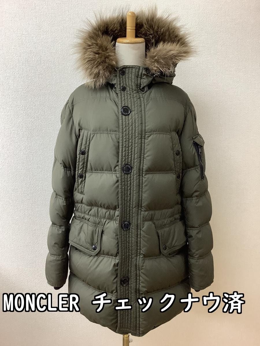 モンクレール Moncler チェックナウ 済み ダウンコート アフトン カーキ サイズ1