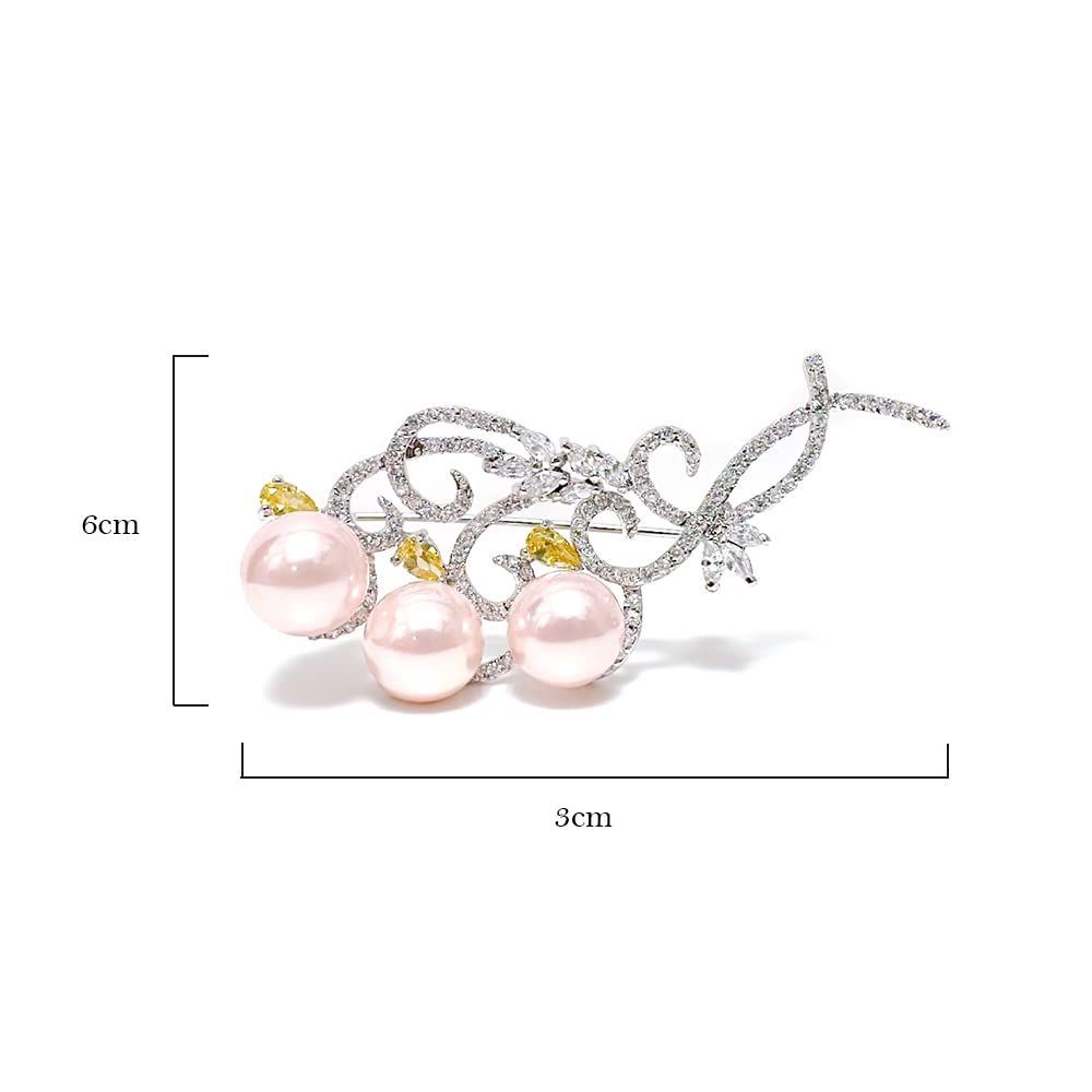 新着商品 キュービックジルコニア ロジウムメッキ真鍮 ハニーピーチシェルパールCZブローチ LAVINA NEXPOTALLINN_EU