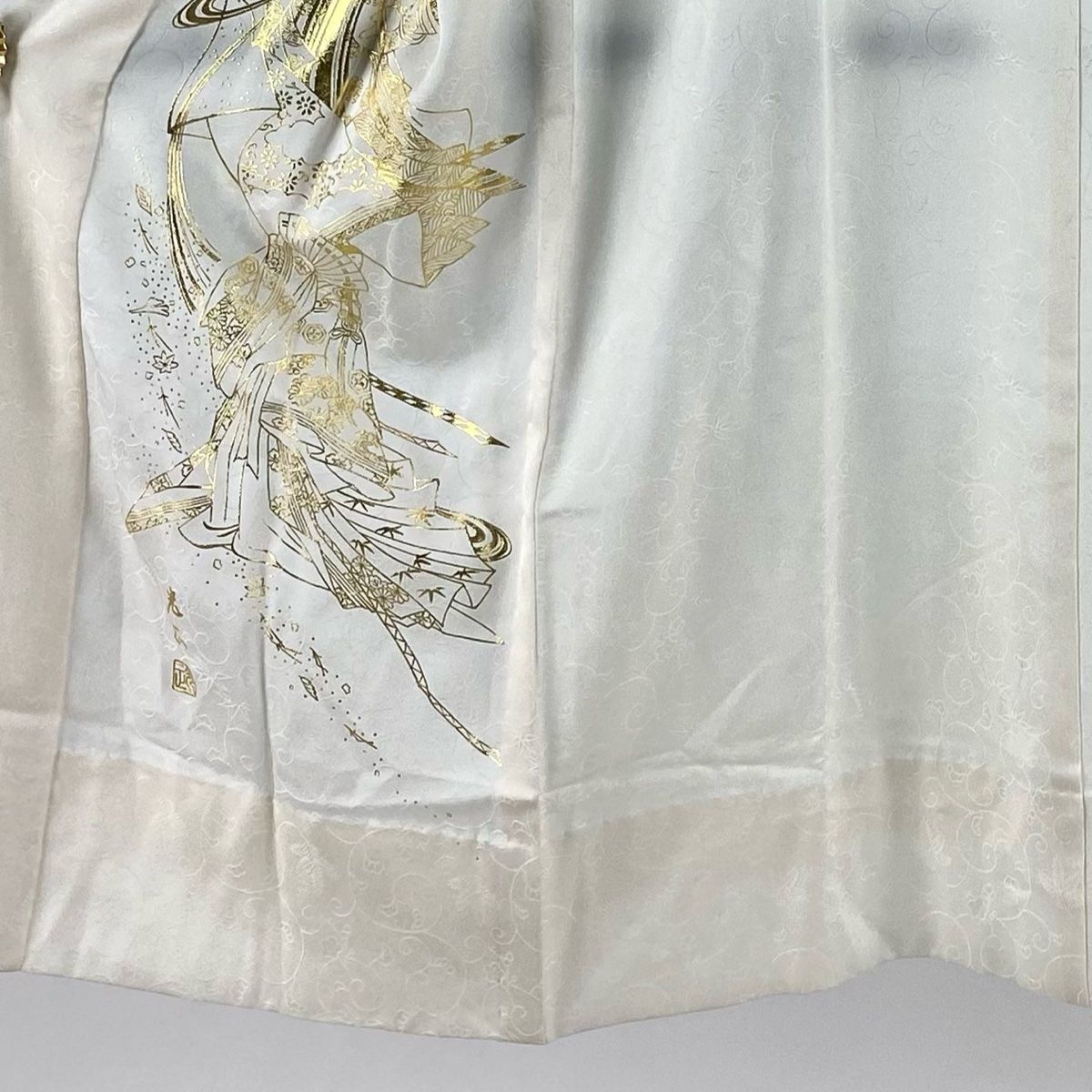 長襦袢 身丈120cm 裄丈64cm M 和田光正 落款 姫 金彩 クリーム 正絹 名品