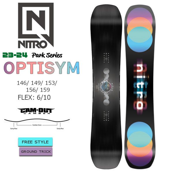 スノーボード 板 23-24 NITRO ナイトロ OPTISYM オプティシム 23-24-BO-NTR パイプ パーク グラトリ