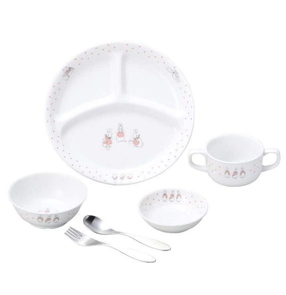 OGISO おぎそ ピーターラビット ドットガールズ 強化磁器食器4点-スプーンフォークセット 食洗機 レンジ対応 Peter Rabbit Dot Girls 4 Piece Reinforced Porcelain Spoon Fork Set