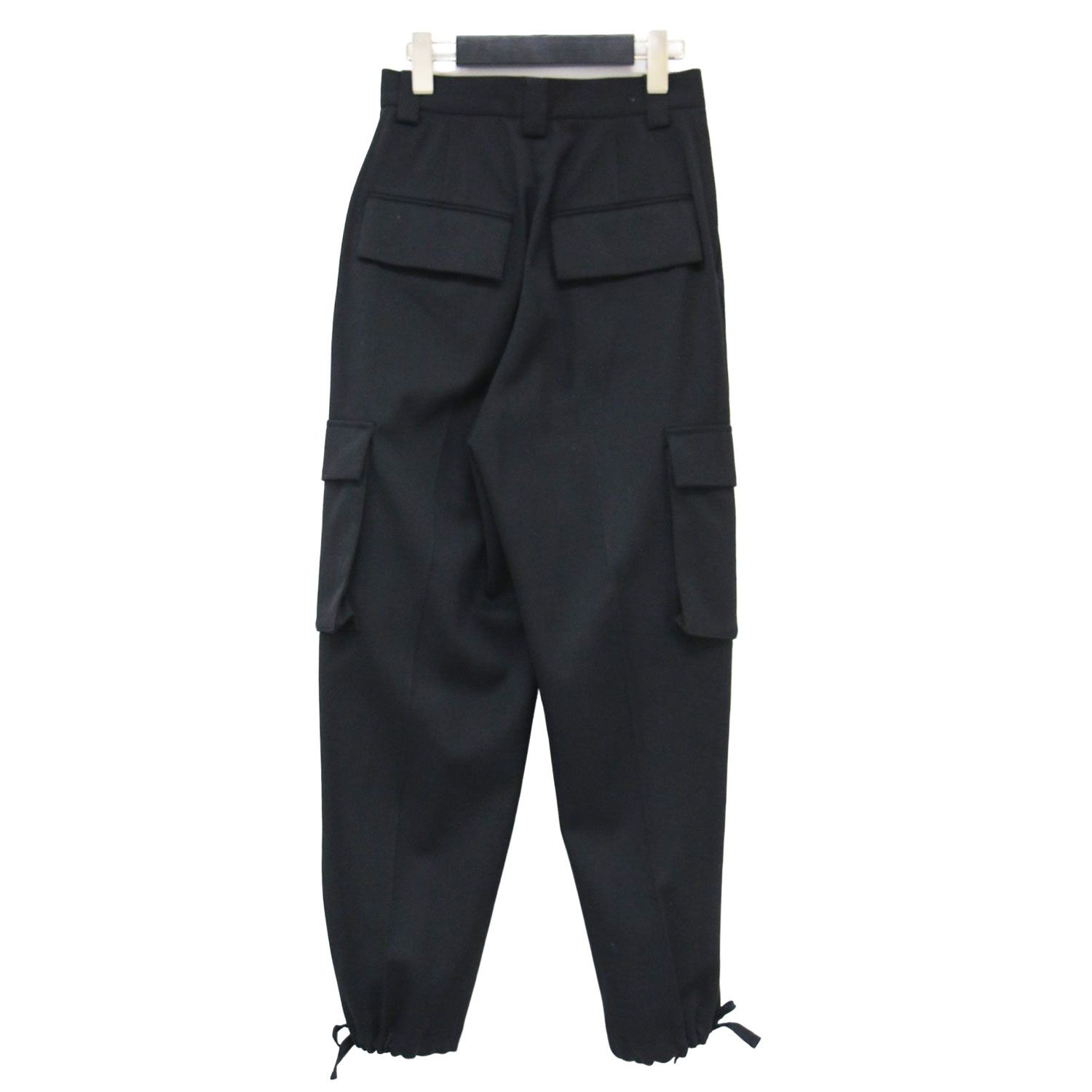 ASTRAET アストラット パンツ ブラック 黒 サイズ 0 S 20秋冬 ドローコード カーゴパンツ ストレート 裾絞り タック センタープレス ウール ボトムス ズボン レディース