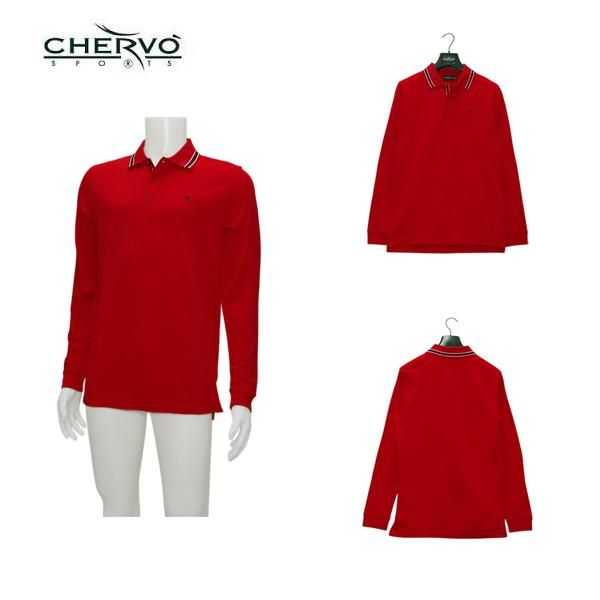 シェルボ CHERVO メンズ 秋冬 ストレッチ 保温 長袖ポロシャツ サイズ48 031-25010
