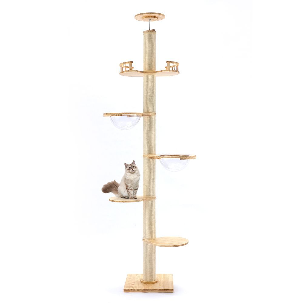 猫家族 キャットタワー 木製 滑り止めマット付 宇宙船カプセル 大型