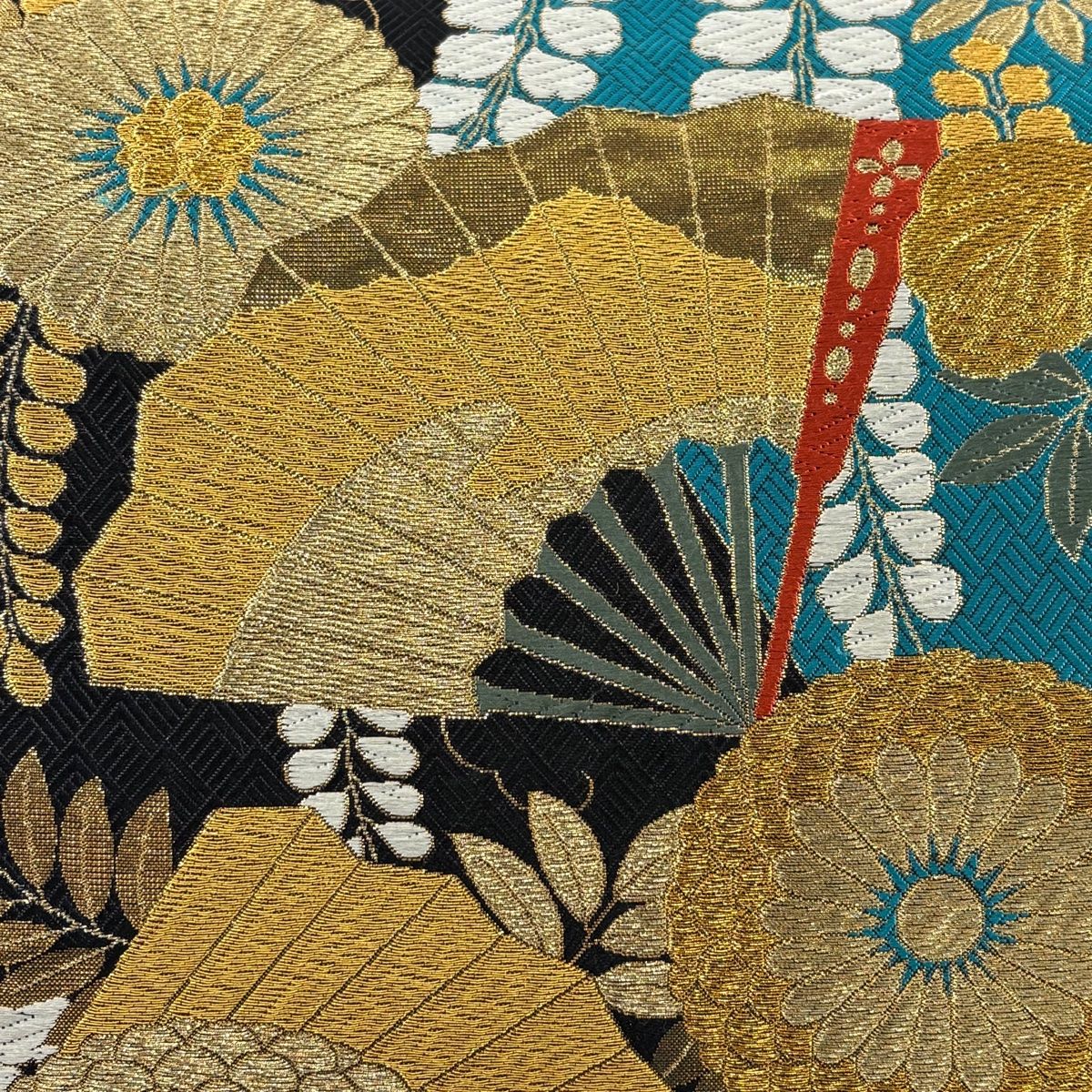 201y1★華やかな袋帯 菊 桧垣文 六通★美品 201y1☆華やかな袋帯 菊 桧垣文 六通☆美品