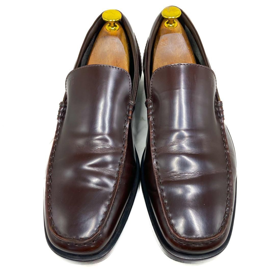 TOD S トッズ レザースリッポン ゴンミーニ 茶 ブラウン 26cm