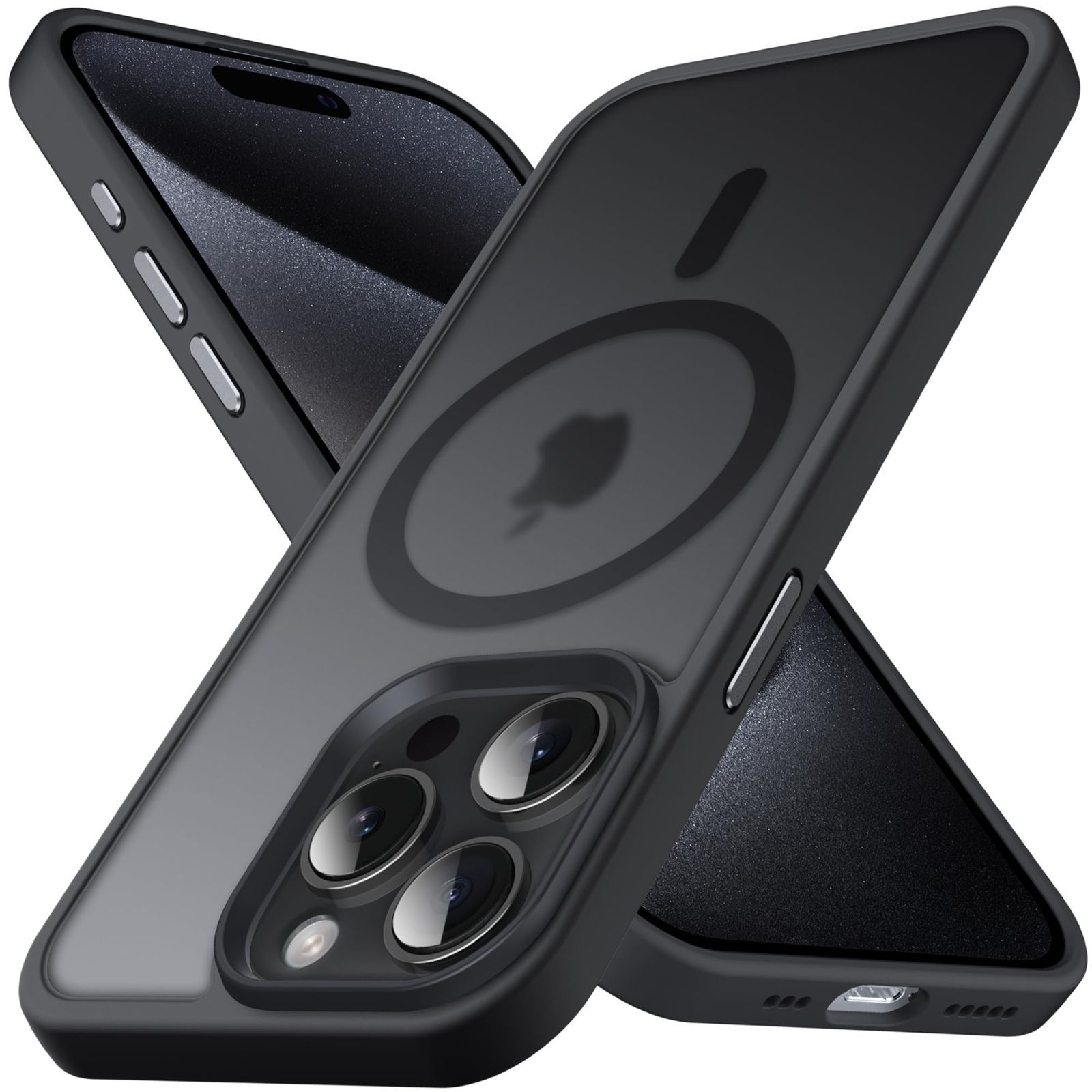 Anqrp iPhone 15 Pro Max ケース [Magsafe対応] マグネット搭載 マグセーフ 充電対応 半透明 マット感 耐衝撃 米軍MIL規格 指紋防止 ストラップホール付き スマホケース アイフォン15 Pro Max カバー 6