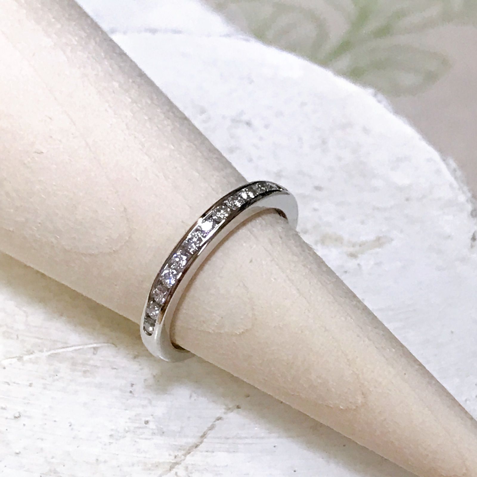 ティファニー　Tiffany ハーフエタニティ　リング　8号　ダイヤ ティファニー8号 ハーフエタニティリング 90新 vg cond. ダイヤ