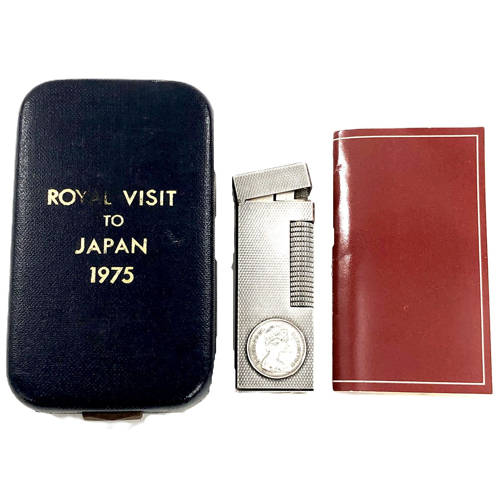 Dunhill ダンヒル ローラー式 ガスライター エリザベス女王来日記念 メダル シルバー き PF-351