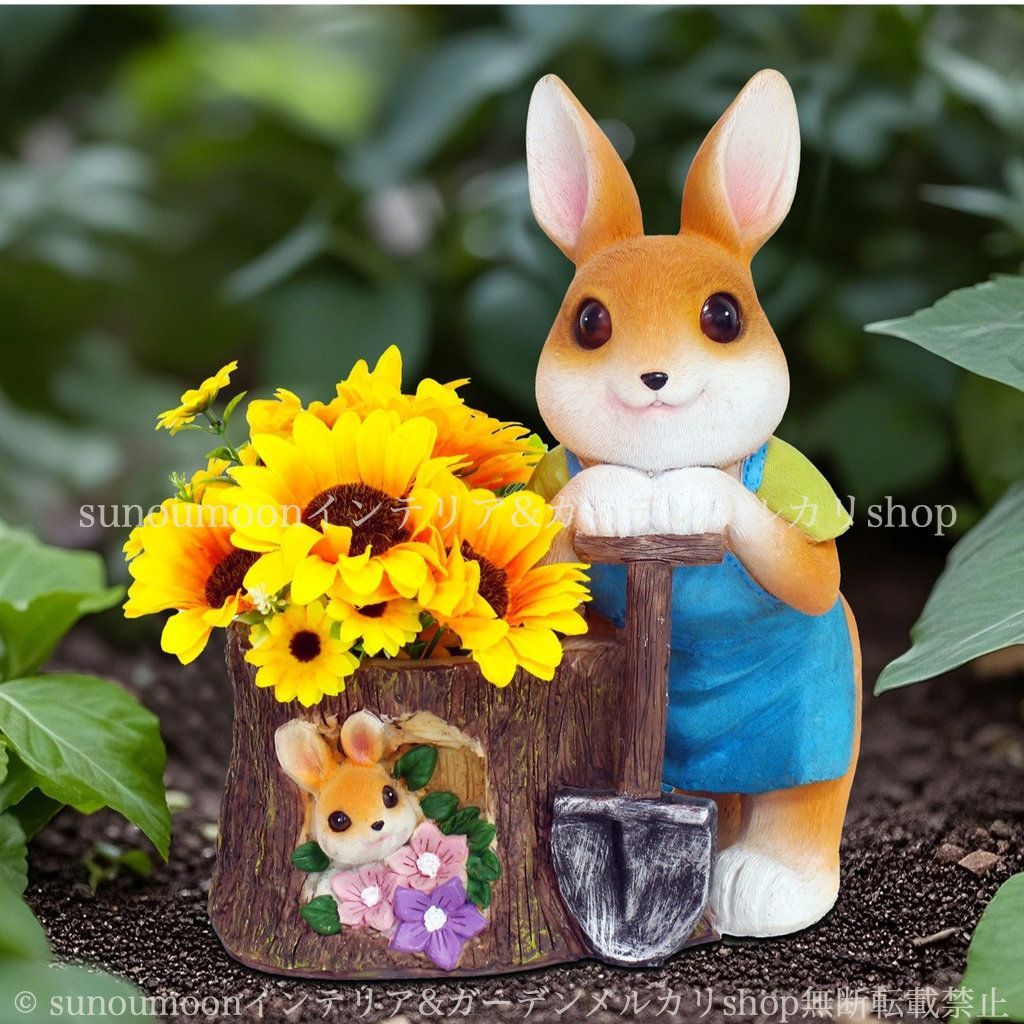 インテリア 鉢植え ラビット ガーデンオーナメント アニマル お洒落 可愛い ガーデン 樹脂 植木鉢 小動物 かわいい ガーデン雑貨 ガーデニング 雑貨 ガーデンオブジェ 庭の装飾 プランター おしゃれ ガーデンインテリア うさぎ 8-14