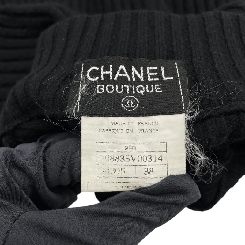 シャネル CHANEL ヴィンテージカメリアワッペンカシミヤニットセーター P08835 ブラック カシミア ニット レディース 中古 シャネル CHANEL ヴィンテージカメリアワッペンカシミヤニット