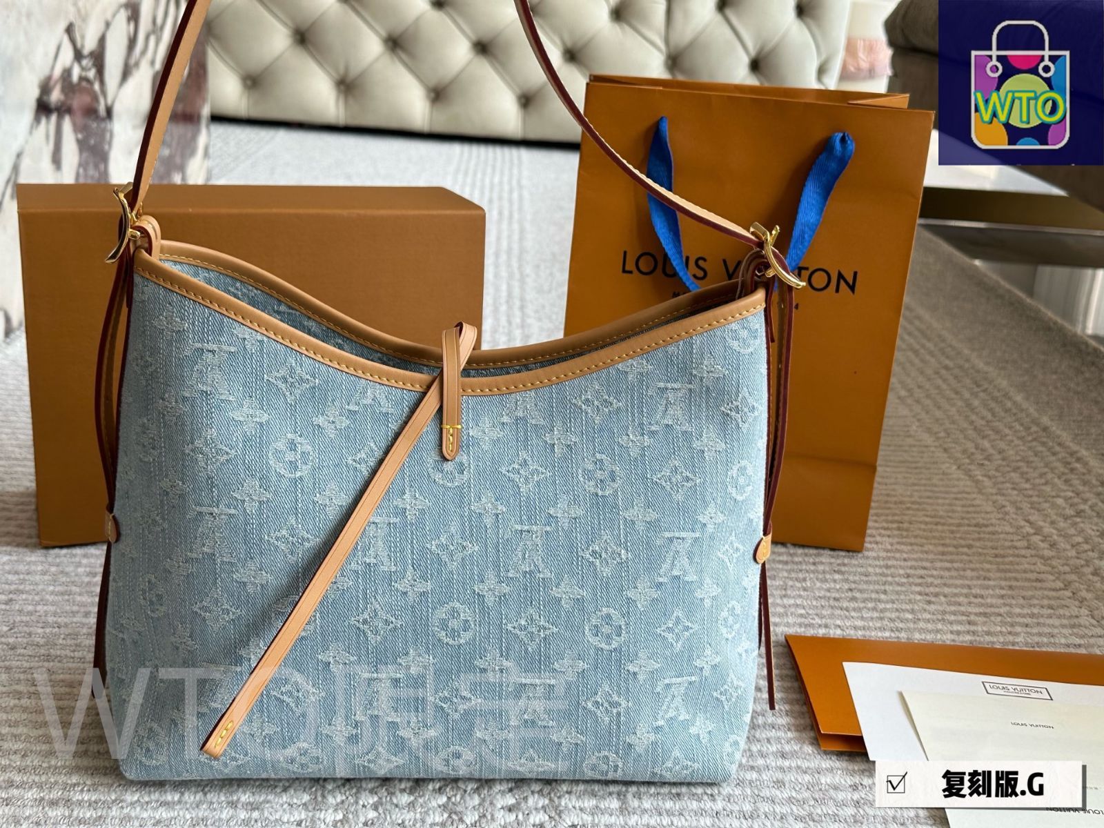 今日特価】LV 24 Limited Denim Carryall Medium ルイヴィトン