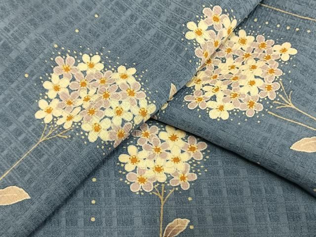 平和屋着物▽上質な小紋 単衣 草花文 正絹 AAAW1243fy