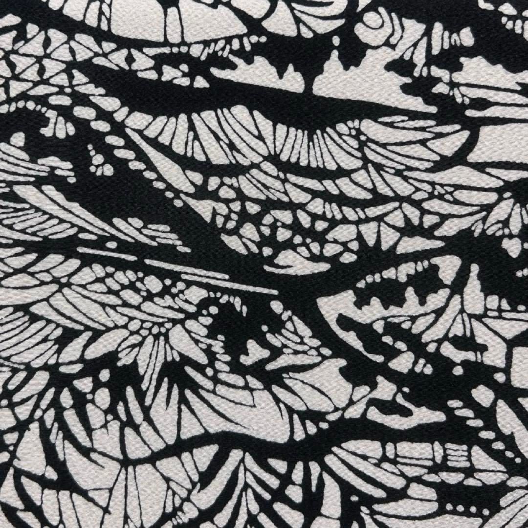 小紋 風景模様 型染 モノトーン 波 家屋 木々 遠山 着物 084w d